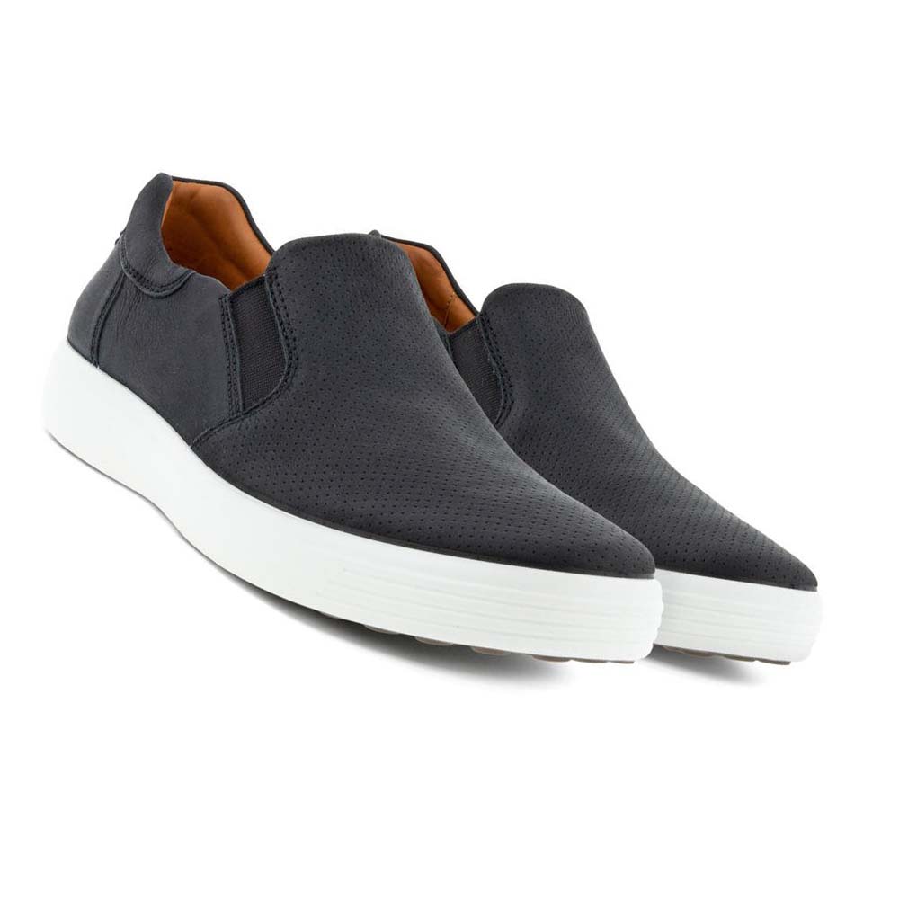 Ecco Soft 7 Slip-on Fritidssko Herre Svarte Grå | NO 482NWY